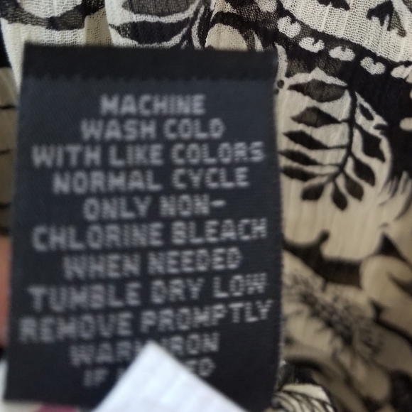 Anna Sui Target Black Floral Print Low V Neck Sheer Top Large - Picture 6 of 7